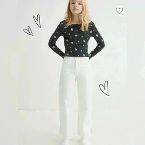 H&M Girls Wide High Twill Pants‎ adjustable waistband Wide legs size  16